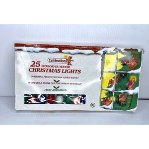 Vintage CELEBRATIONS Indoor/Outdoor Christmas Lights 25 Large Multi Color Bulbs